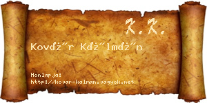 Kovár Kálmán névjegykártya